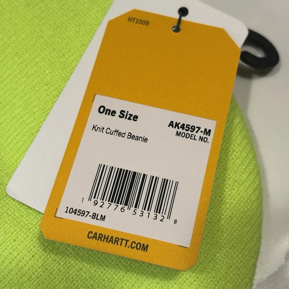 New Carhartt Knit Cuffed Beanie Bright Lime Green‎ Embroidered AK4597-M